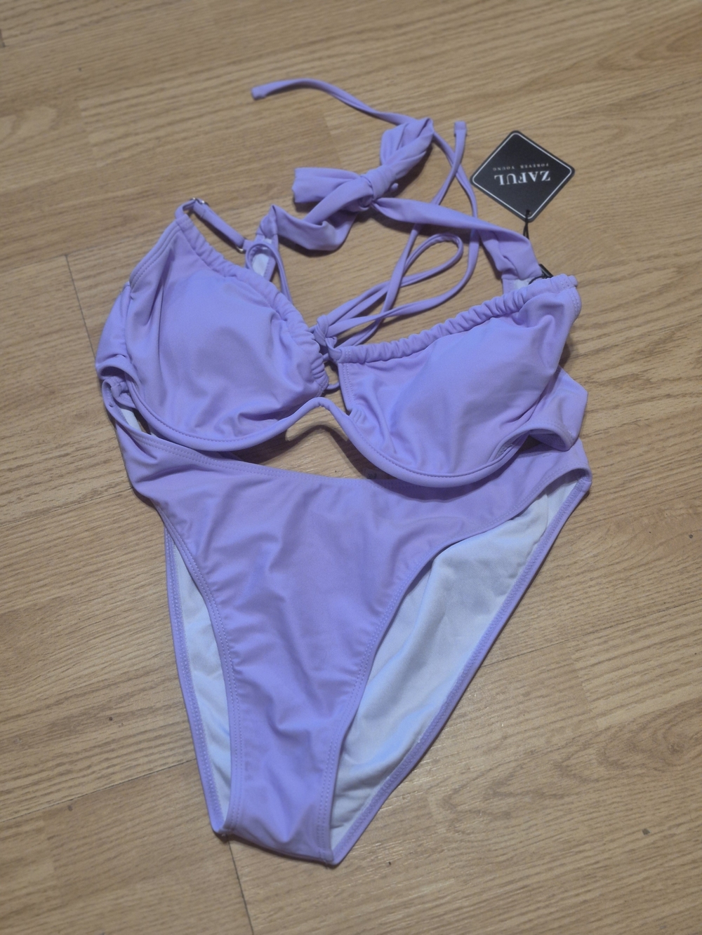 Zaful Pastel Lavender Strappy Underwire Bikini Size LARGE  NEW WITH TAGS